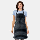 Tablier Motif Tissé Noir Bleu (Porté)