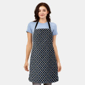 Tablier Motif Tissé Noir Bleu (Porté)