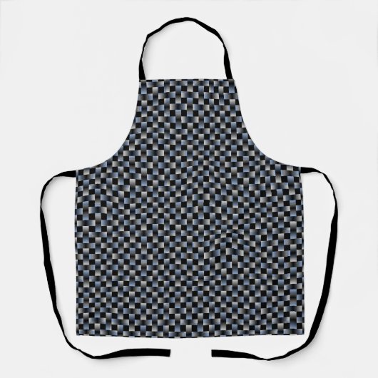 Tablier Motif Tissé Noir Bleu (Recto)