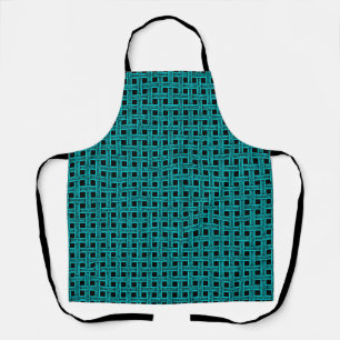 Tablier Motif Tissé Noir et Sarcelle