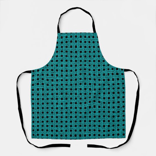 Tablier Motif Tissé Noir et Sarcelle (Recto)