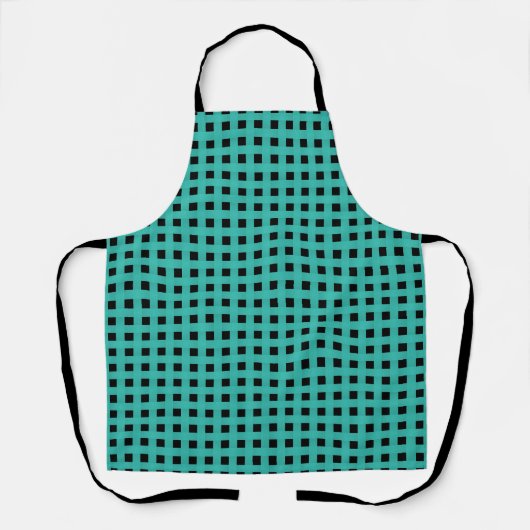 Tablier Motif Tissé Noir et Sarcelle (Recto)