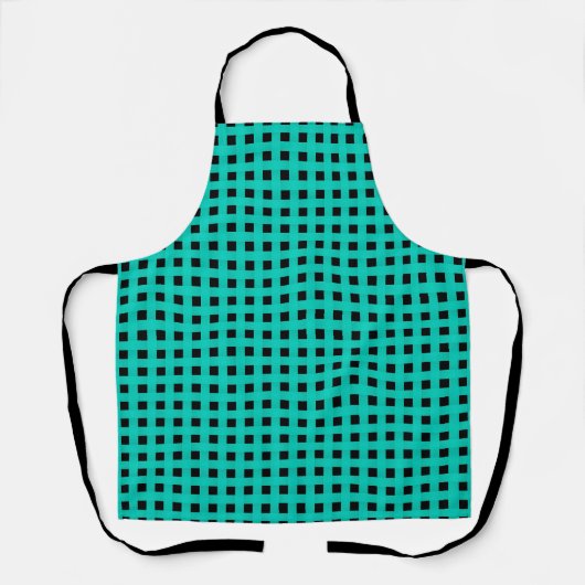 Tablier Motif Tissé Noir Sarcelle (Recto)