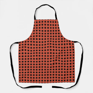 Tablier Motif Tissé Orange Noir