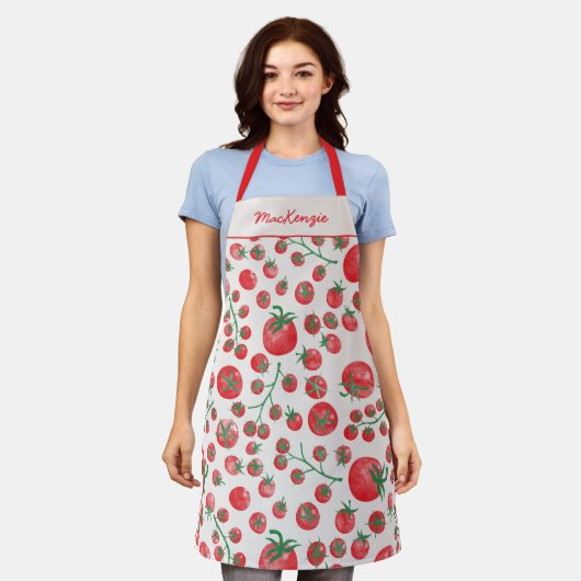Tablier Motif Tomate avec Nom Personnalisé (Porté)