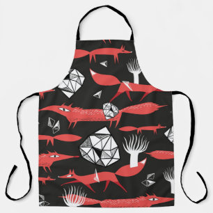 Tablier Motif transparent avec renards rouges sur fond som