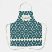 Tablier Motif Trellis bleu ivoire foncé Turquoise personna (Recto)