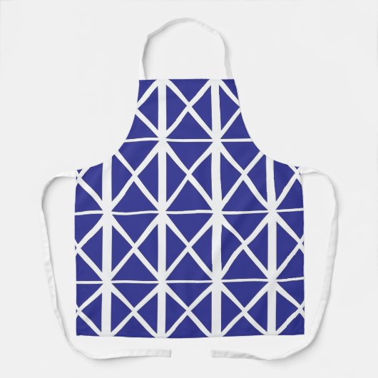 Tablier Motif Triangle Géométrique Blanc Bleu (Recto)
