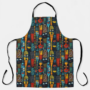 Tablier Motif tribal africain avec idoles.