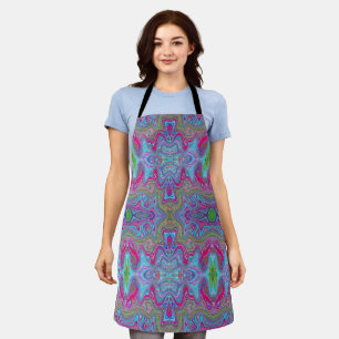 Tablier Motif Trippy Multicolore Ciel Ondulé Bleu