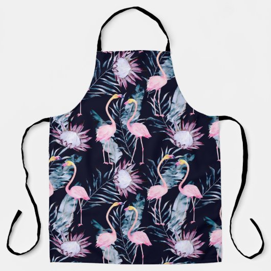 Tablier Motif tropical Abstrait avec flamant, protéa, l (Recto)