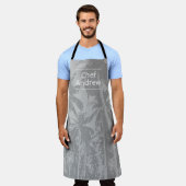 Tablier Motif tropical avec nom du chef Apron (Porté)