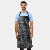 Tablier Motif tropical avec nom du chef Apron (Porté)