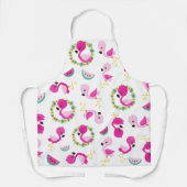Tablier Motif tropical, Flamants roses, pastèques, Fleurs (Recto)