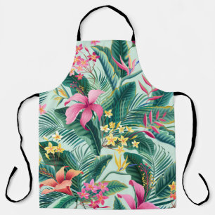 Tablier motif tropical fleuri sans coutures avec hibiscus