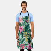 Tablier motif tropical fleuri sans coutures avec hibiscus  (Porté)