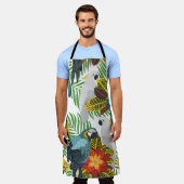 Tablier Motif tropical sans couture avec perroquets. (Porté)