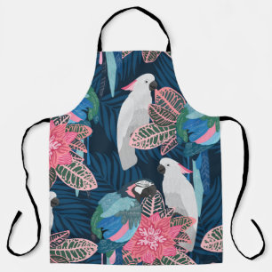 Tablier Motif tropical sans couture avec perroquets. Vinta