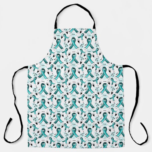 Tablier Motif turquoise de sensibilisation au ruban (Recto)