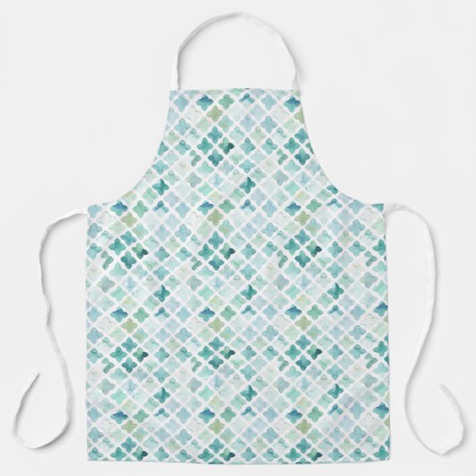 Tablier Motif Turquoise Peint À La Main (Recto)