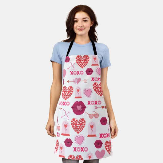 Tablier Motif Valentine`s Day 2023 Arrière - plan avec coe (Porté)