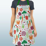 Tablier Motif végétal personnalisé<br><div class="desc">Avec une motif moderne composée de nombreux légumes délicieux. Art original de Nic Squirrell. Modifiez le nom et le texte pour customiser.</div>