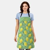 Tablier Motif vert citron jaune rustique (Porté)