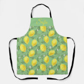 Tablier Motif vert citron jaune rustique (Recto)