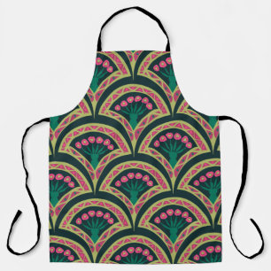 Tablier motif vert en forme de coquille
