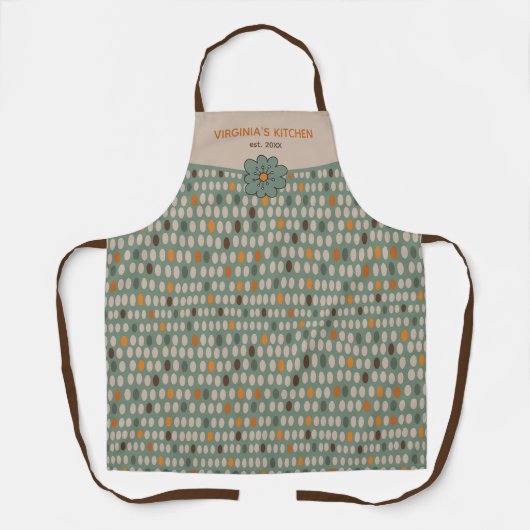 Tablier Motif Vert Retro Ovals Personnalisé (Recto)