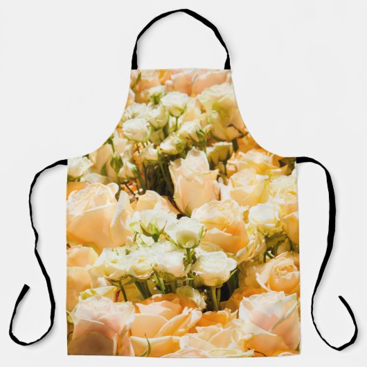 Tablier Motif vertical de roses blanches. anniversaire, re (Recto)