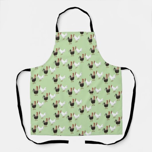 Tablier Motif vintage de poulets vert (Recto)