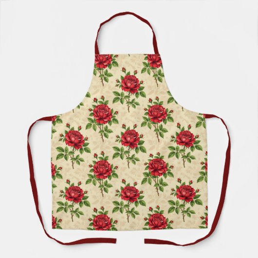 Tablier Motif vintage de rose rouge (Recto)