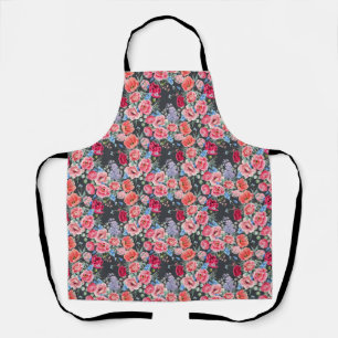 Tablier motif vintage de roses roses rouges et roses à l'a