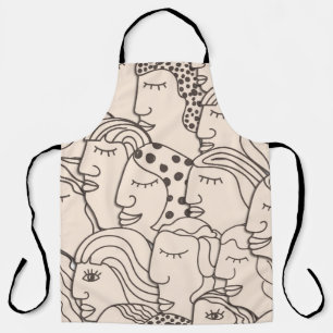 Tablier Motif Vintage sans couture avec des visages fémini