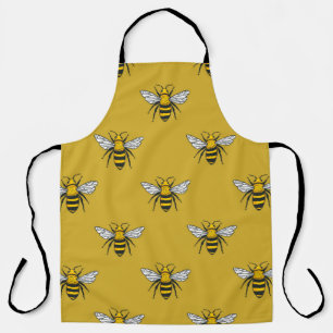 Tablier motif vintage sans soudure avec abeilles jaunes. H