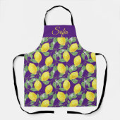 Tablier Motif violet rouge citron jaune rustique (Recto)