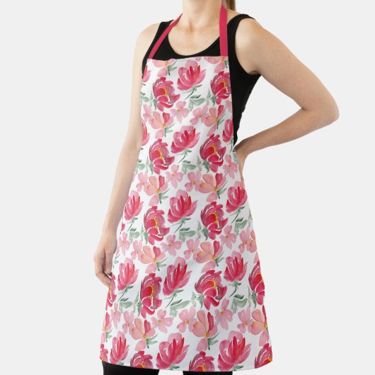 Tablier Motif Watercolor Peony (Insitu)