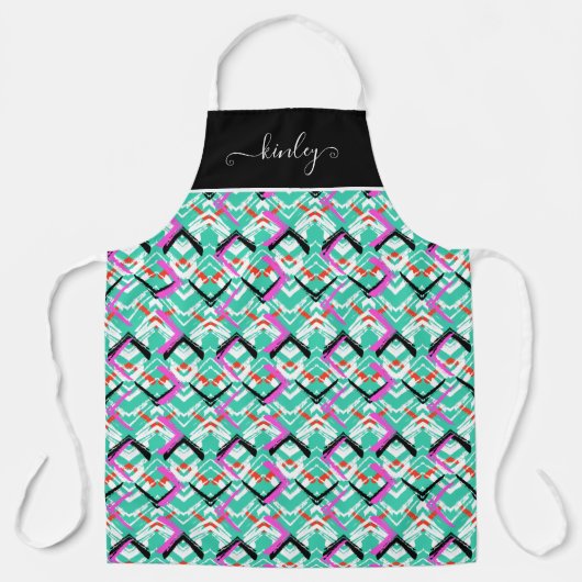 Tablier Motif Zig Zag Turquoise (Recto)