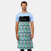 Tablier Motif Zig Zag Turquoise (Porté)