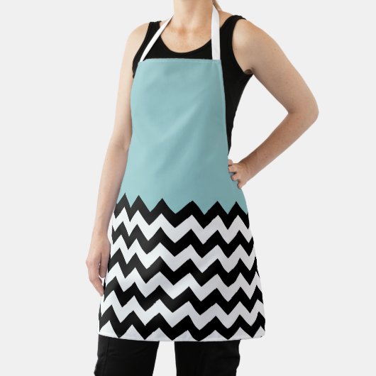 Tablier Motif Zigzag noir et blanc, Chevron, Bleu (Insitu)