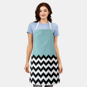 Tablier Motif Zigzag noir et blanc, Chevron, Bleu