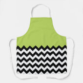 Tablier Motif Zigzag noir et blanc, Chevron, Vert (Recto)