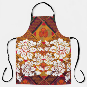 Tablier motifs batiks indonésiens avec plante très distinc