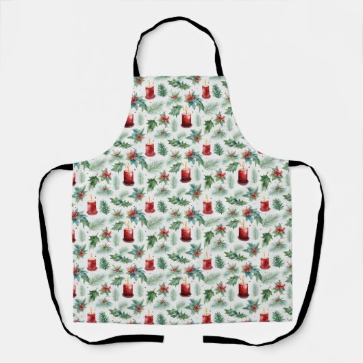 Tablier Motifs de Noël verts et rouges - (Recto)