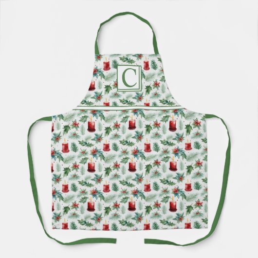 Tablier Motifs de Noël Verts et Rouges - (Recto)