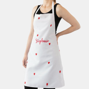 Tablier Motifs du coeur Rouge blanc Nom Mariage cadeau 202