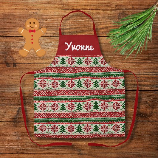 Tablier Motifs Festive Pine - ajouter le nom