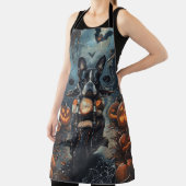 Tablier Moto à cheval Boston Terrier Halloween effrayant (Insitu)