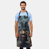 Tablier Moto à cheval Boston Terrier Halloween effrayant (Porté)